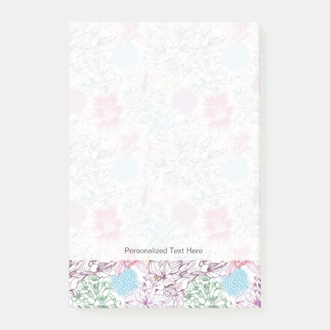Lovely pattern with colourful flowers post-it notes (Front)