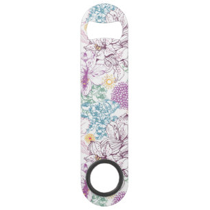 Lovely pattern with colourful flowers speed bottle opener