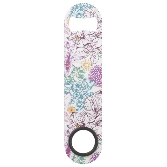 Lovely pattern with colourful flowers speed bottle opener (Front)