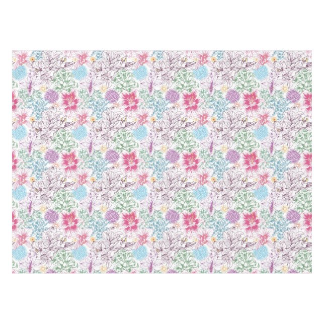 Lovely pattern with colourful flowers tablecloth (Front (Horizontal))