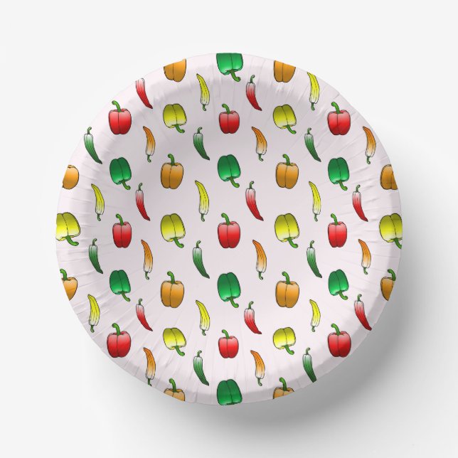 Lovely pattern with peppers and long sweet peppe paper plate (Front)