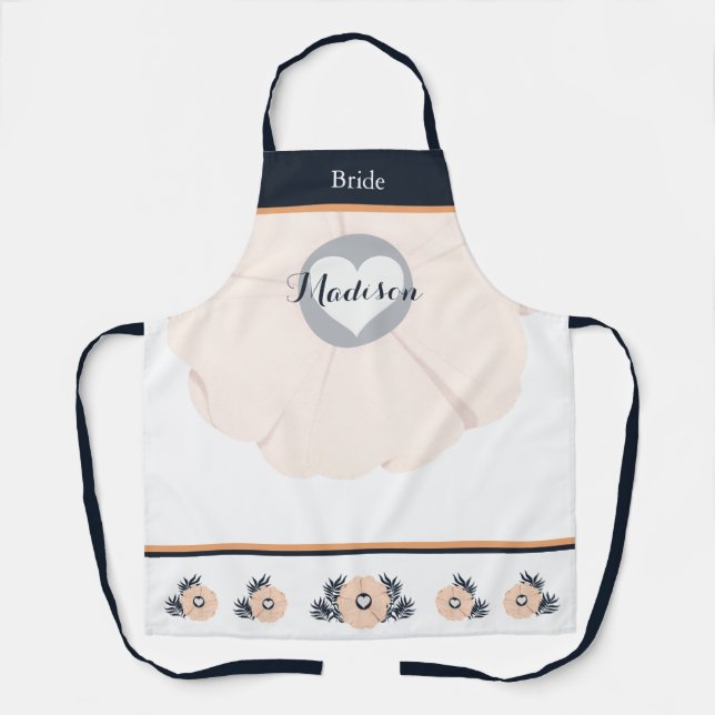 Lovely Peach Blossom Botanical Apron for Bride (Front)