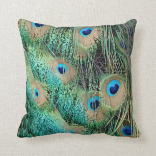 Lovely Peacock Feathers With New Grouch Throw Pillow
