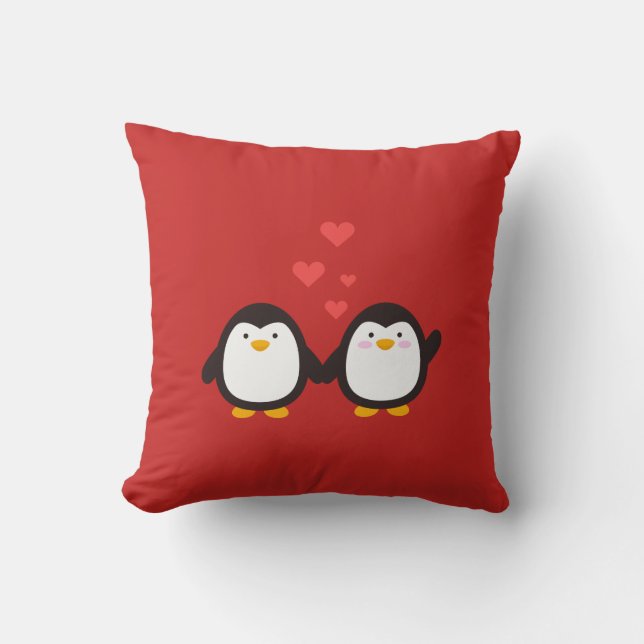 lovely penguins throw pillow (Front)
