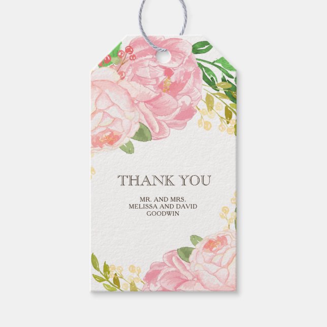 Lovely Peonies Wedding Favour Gift Hang Tag (Front)