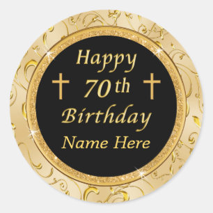 Lovely Personalized 70th Birthday Favour Stickers
