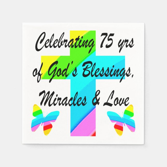 LOVELY PERSONALIZED 75TH BIRTHDAY DESIGN NAPKIN (Front)