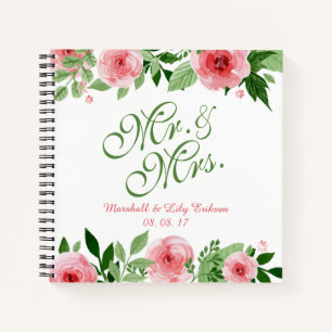 Lovely Personalized Floral Wedding Guestbook Notebook
