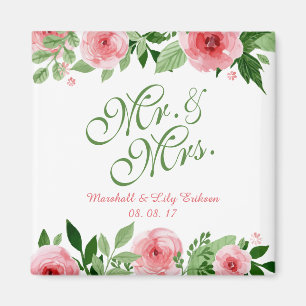 Lovely Personalized Floral Wedding   Magnet