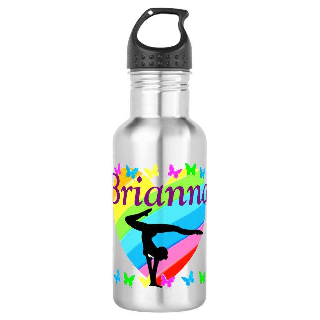 LOVELY PERSONALIZED GYMNASTICS HEART WATER BOTTLE (Front)