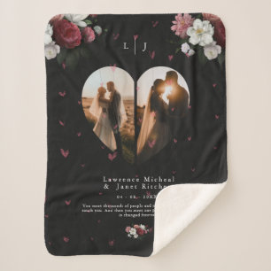 lovely personalized Heart shape 2 Photo Collage Sherpa Blanket