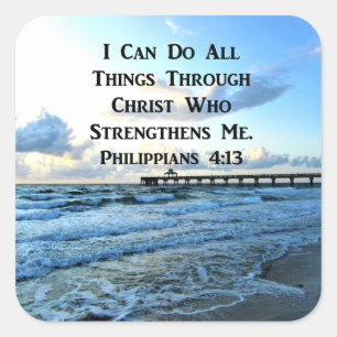 LOVELY PHILIPPIANS 4:13 BIBLE VERSE SQUARE STICKER