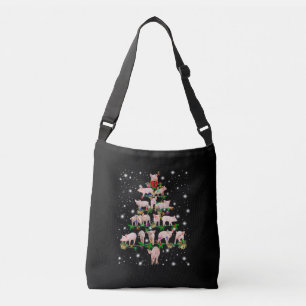 Lovely Pig Christmas Tree Covered By Flashlight Crossbody Bag