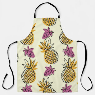 Lovely pineapple and strawberry illustration patte apron