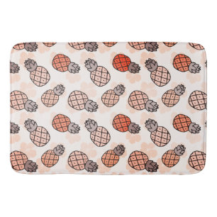Lovely Pineapples Orange Coloured Bath Mat