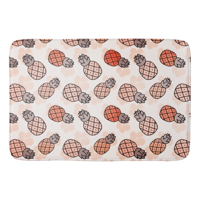 Lovely Pineapples Orange Coloured  Bath Mat (Front)