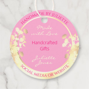 Lovely Pink and Gold Glam Floral Product Marketing Favour Tags