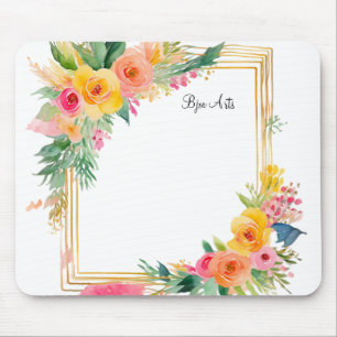 Lovely Pink And Yellow Mouse Pad