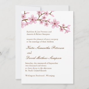 Lovely Pink Blossoms Wedding Invitation