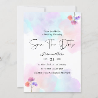 Lovely Pink & Blue Wedding Invitations