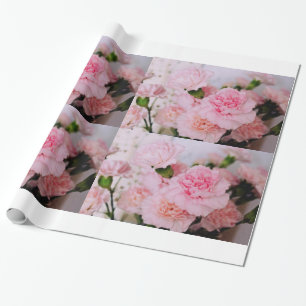 Lovely pink carnation flowers photography gift wrapping paper