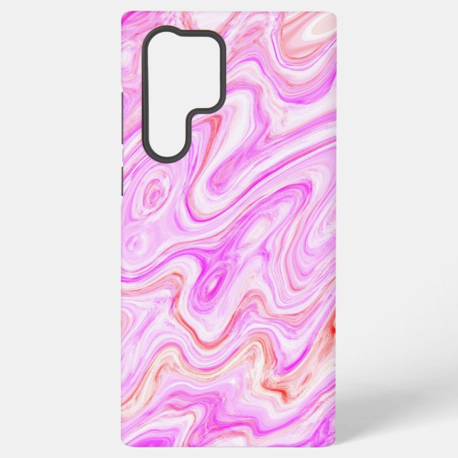 Lovely Pink Colourful Abstract Marble Texture Samsung Galaxy S22 Ultra Case (Back)