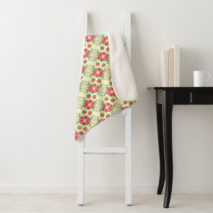 Lovely Pink Coral Minty Green Flowered Blanket