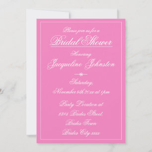 Lovely Pink Elegant White Script Bridal Shower Invitation