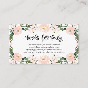 Lovely Pink Floral Baby Shower Books For Baby  Enclosure Card