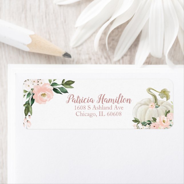 Lovely Pink Floral White Pumpkin Fall Baby Shower  (Insitu)