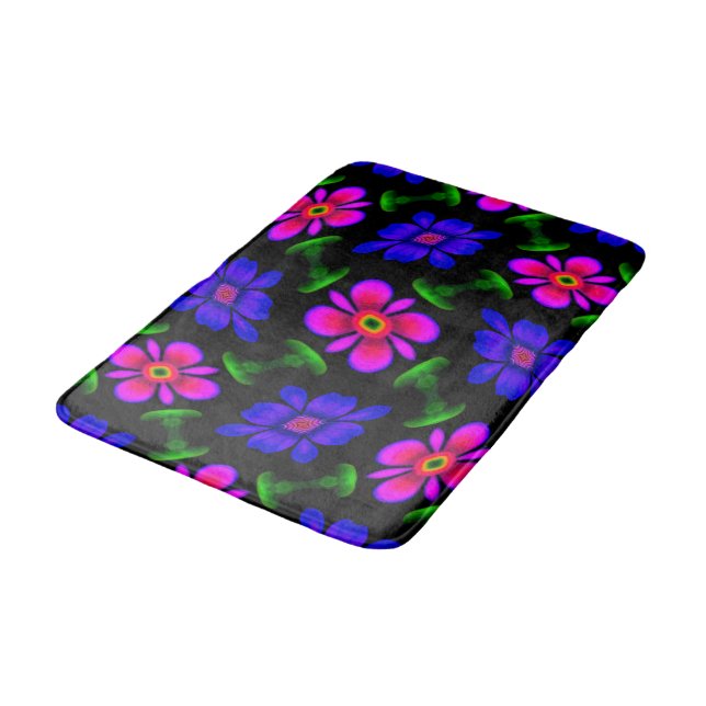 Lovely Pink Flowers Pattern Bath Mat (Angled)