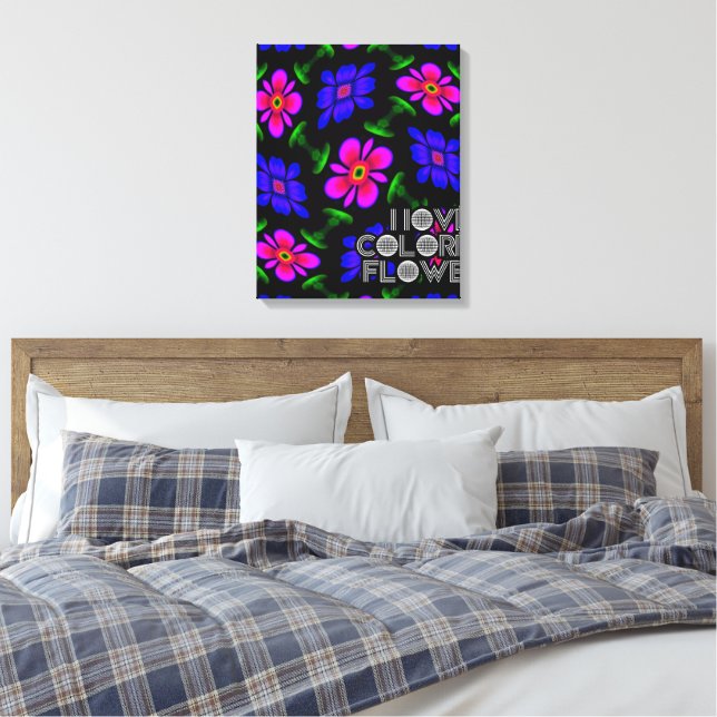 Lovely Pink Flowers Pattern Canvas Print (Insitu(Bedroom))
