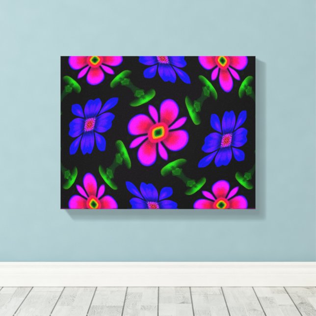 Lovely Pink Flowers Pattern Canvas Print (Insitu(Wood Floor))