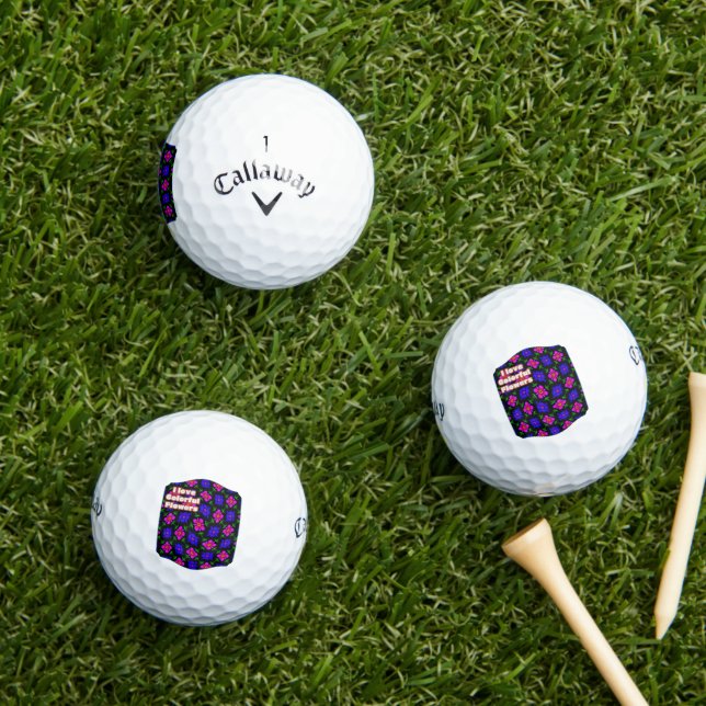 Lovely Pink Flowers Pattern Golf Balls (Insitu Grass)