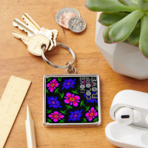 Lovely Pink Flowers Pattern Keychain