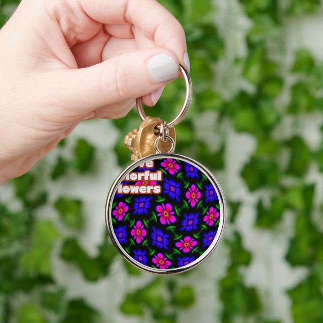 Lovely Pink Flowers Pattern Keychain (Hand)