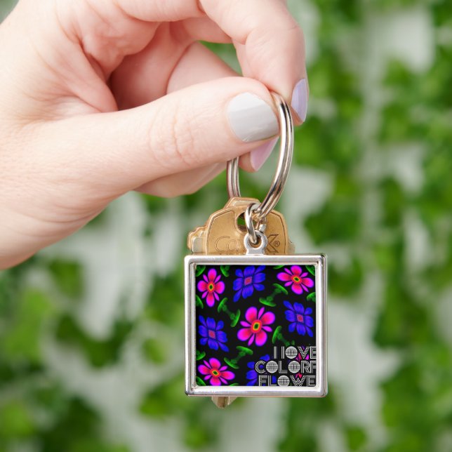 Lovely Pink Flowers Pattern Keychain (Hand)