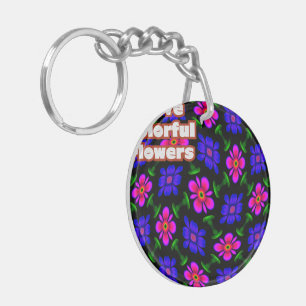 Lovely Pink Flowers Pattern Keychain