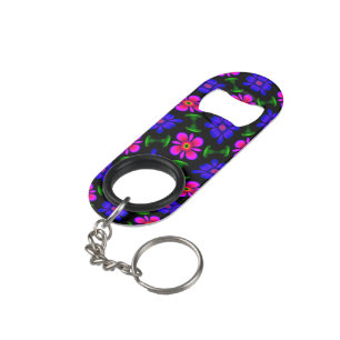 Lovely Pink Flowers Pattern Keychain Bottle Opener