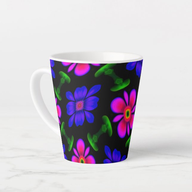 Lovely Pink Flowers Pattern Latte Mug (Left Angle)