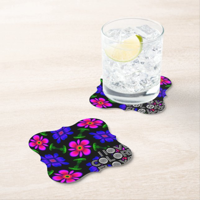 Lovely Pink Flowers Pattern Paper Coaster (Insitu)