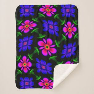 Lovely Pink Flowers Pattern Sherpa Blanket