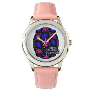 Lovely Pink Flowers Pattern Watch