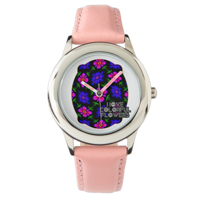 Lovely Pink Flowers Pattern Watch (Front)