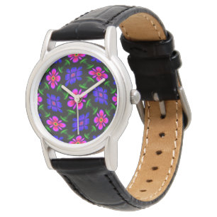 Lovely Pink Flowers Pattern Watch