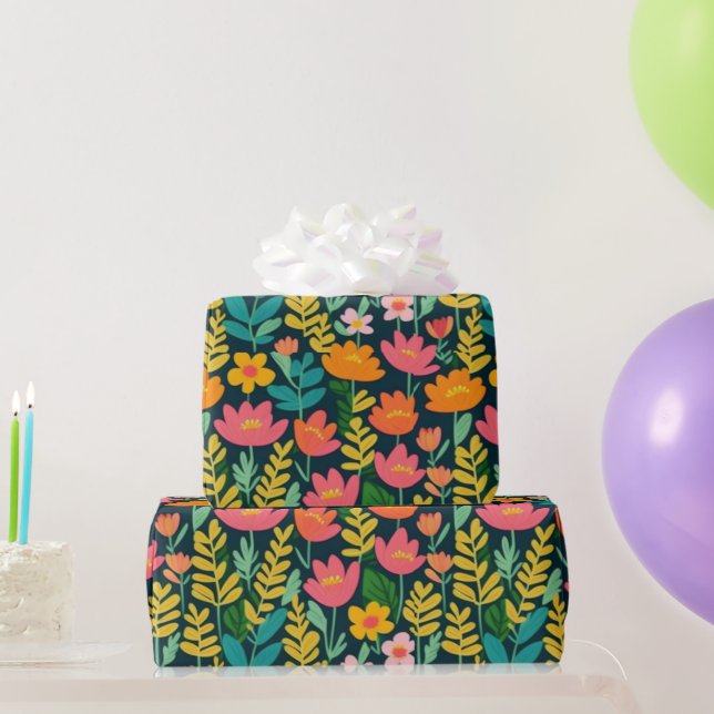 Lovely pink flowers Wrapping Paper (Party Gifts)