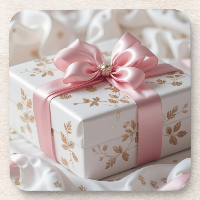 lovely pink gift box coaster (Front)