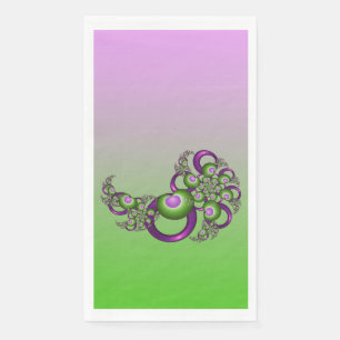 Lovely Pink Green Hearts Modern Abstract Fractal Napkin