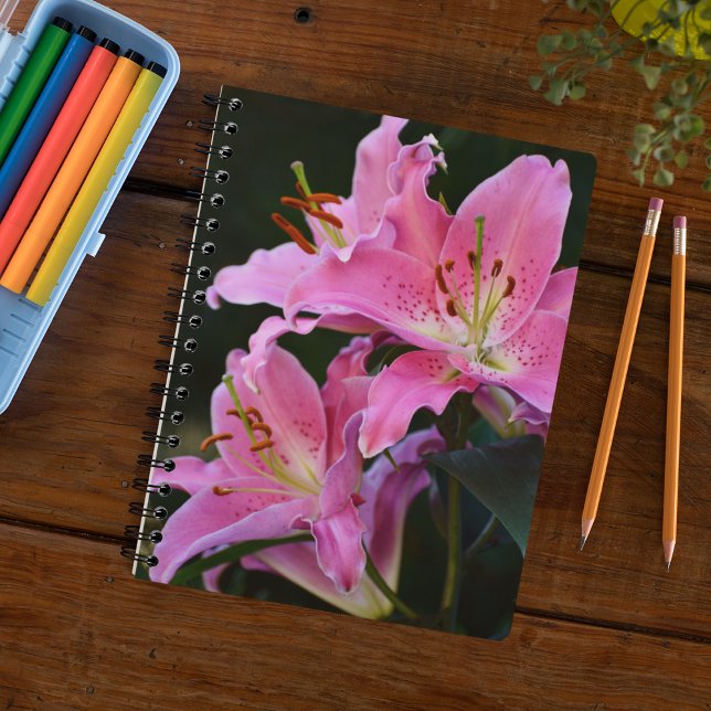 Lovely Pink Lily Blooms Floral Notebook (In Situ)
