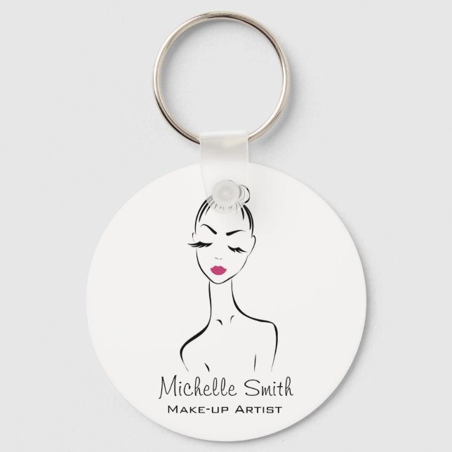 Lovely pink lips make up artist  branding keychain (Front)